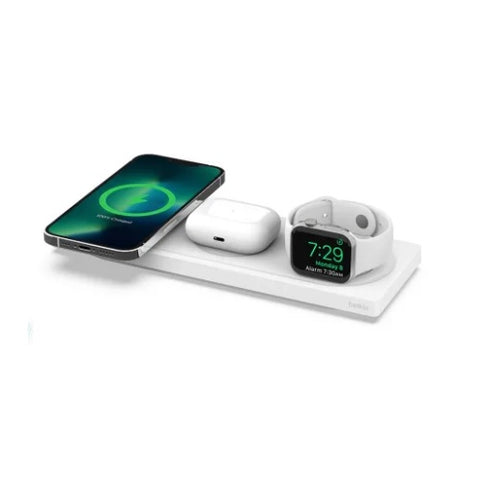 Belkin BoostCharge Pro 3-in-1 White Wireless Charging Pad Charger with MagSafe