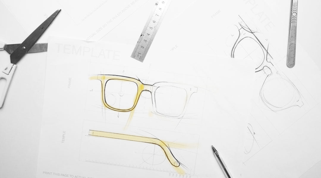 Designing glasses using an A4 paper template and drawing utensils