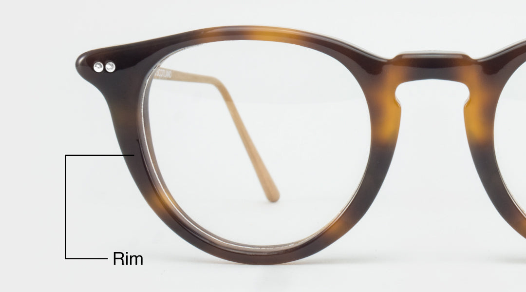 Diagram showing where the rim of a glasses frame is