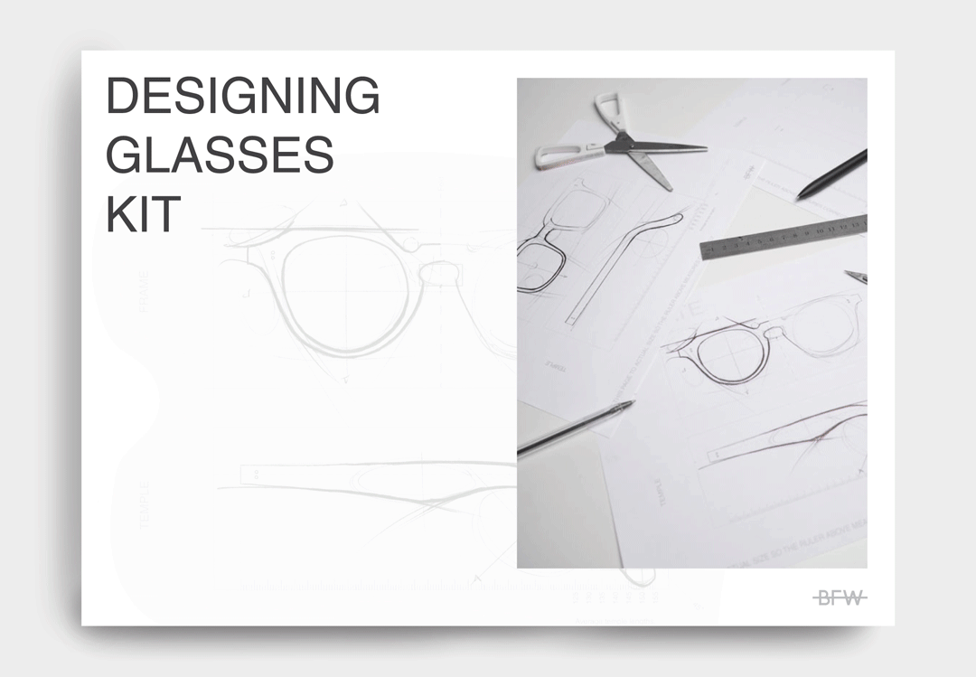 GIF carousel of designing glasses kit contents