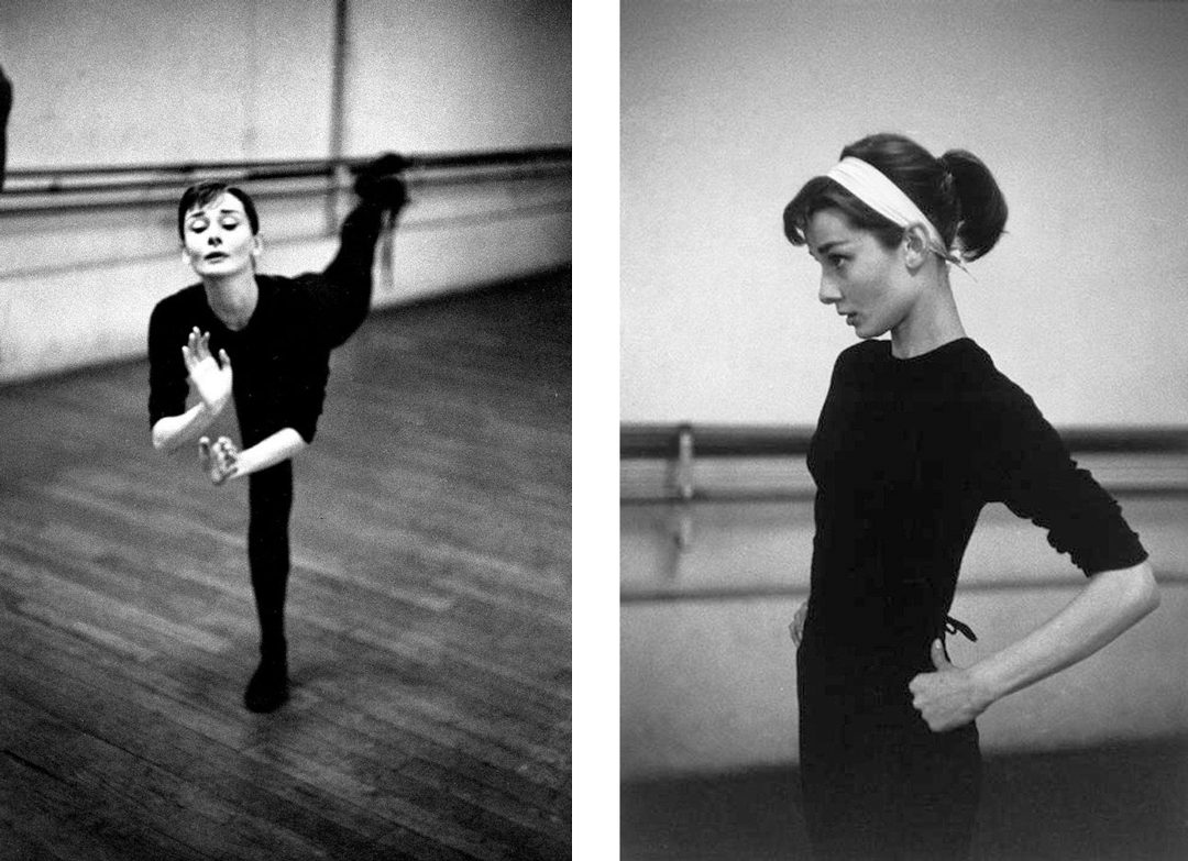 Old photographs of Audrey Hepburn doing ballet