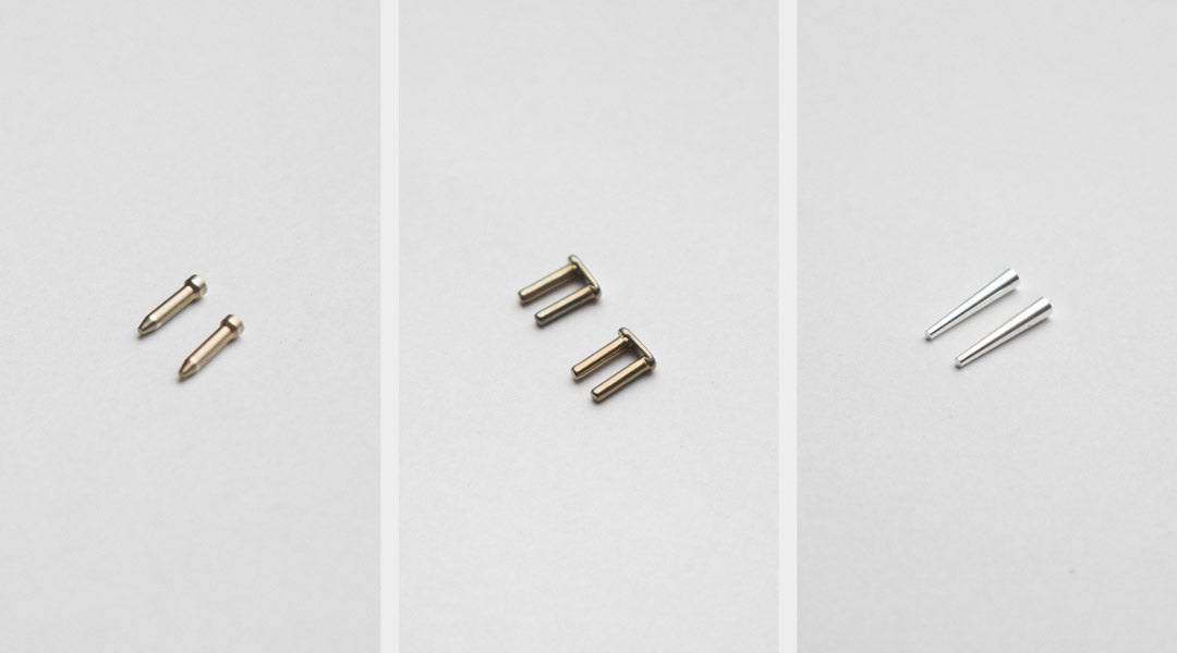 Three different types of spectacle rivets