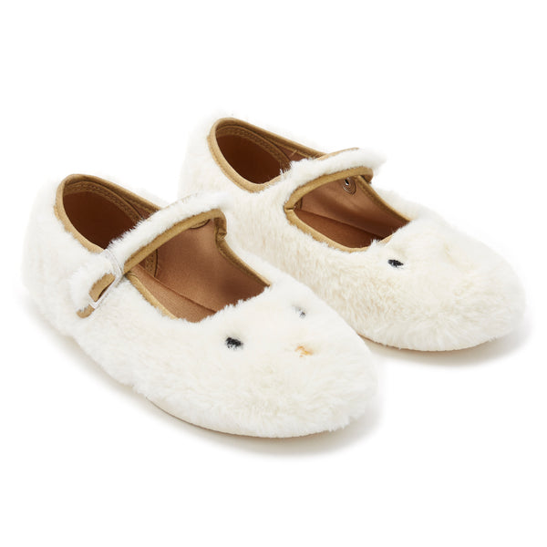 bonton faux fur kitten slippers cream 