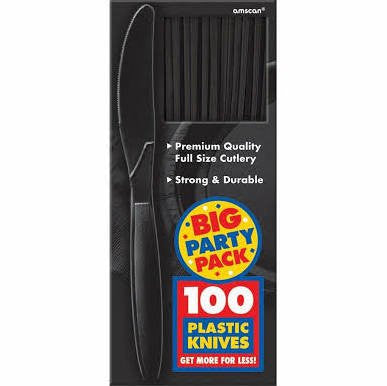 Amscan Big Party Pack Black Plastic Knives