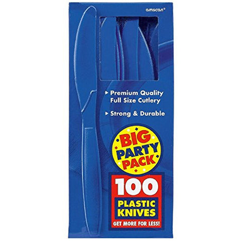 Amscan Big Party Pack Bright Royal Blue Plastic Knives