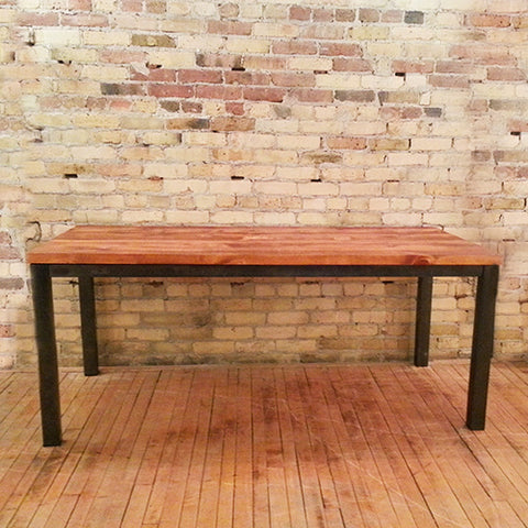 Jackson base with old barn pine dining table