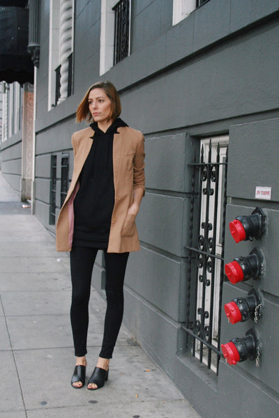 Layering Sleeveless Hoodie in Jet Black