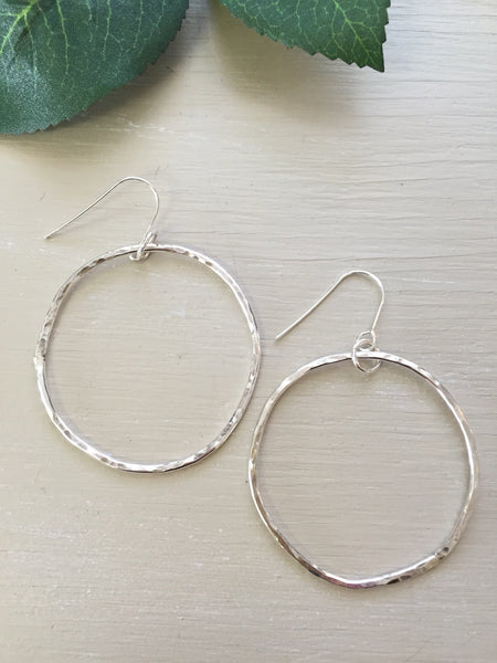 Hammered Sterling Silver Hoop Earrings