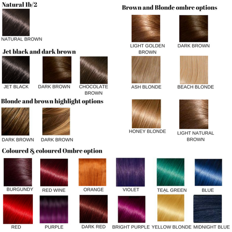 colour chart, hair swatches, coloured hair swatches