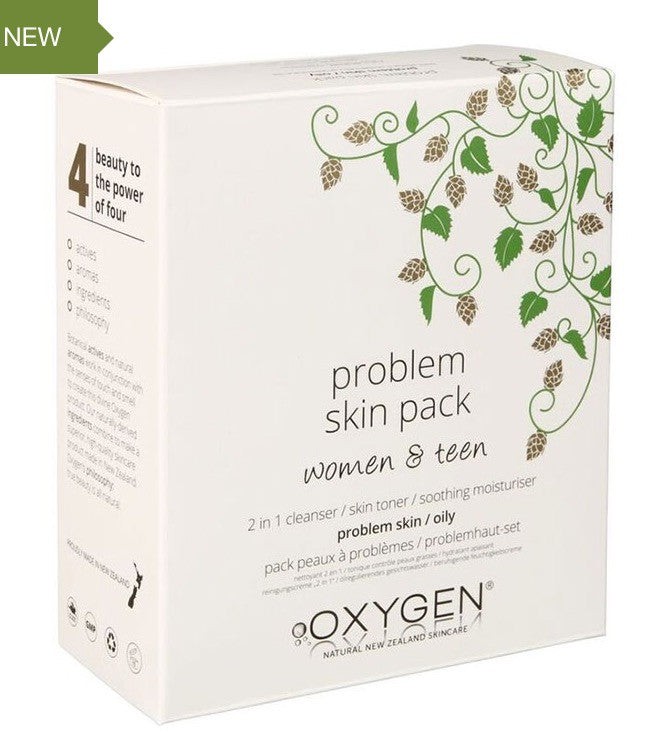 Oxygen Women & Teen Problem Skin Pack for blemish/oily skin纯氧酵素问题皮肤套装 深度清洁祛死皮洁面乳200ml+平衡爽肤水50ml+青少年舒缓面霜50ml - 适用女士/青少年问题痘痘黑头皮肤