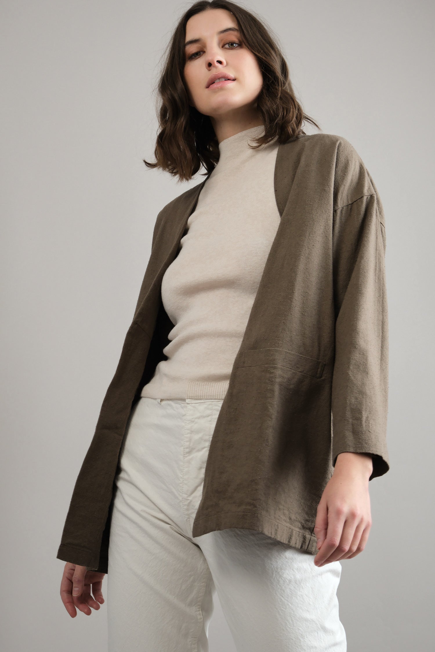 brown linen jacket ladies