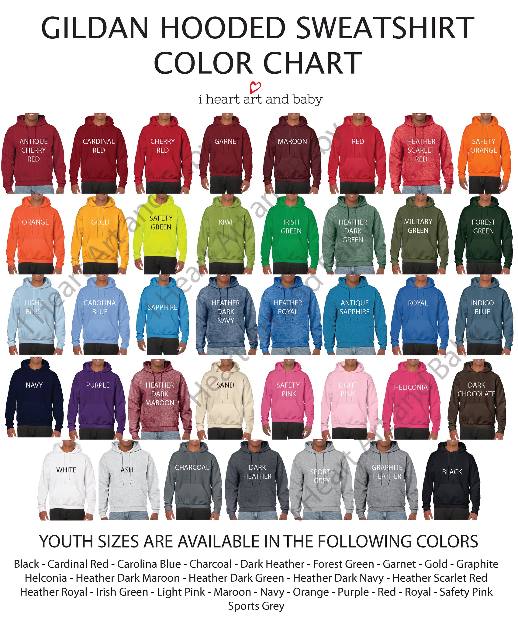 Gildan Hooded Sweatshirt Colors
