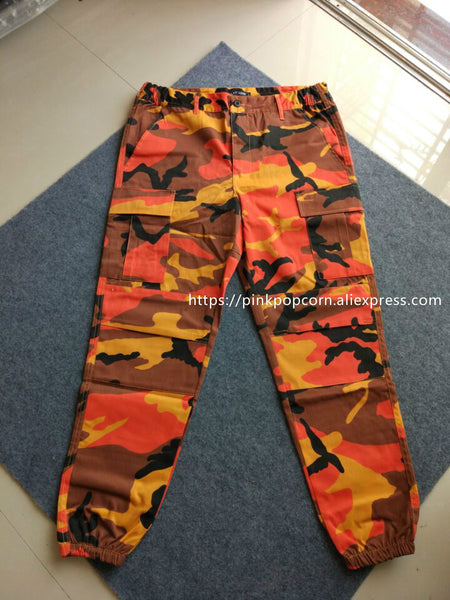 orange camo trousers womens