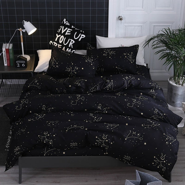 Solstice Home Textile Constellation Black Duvet Cover Pillowcase