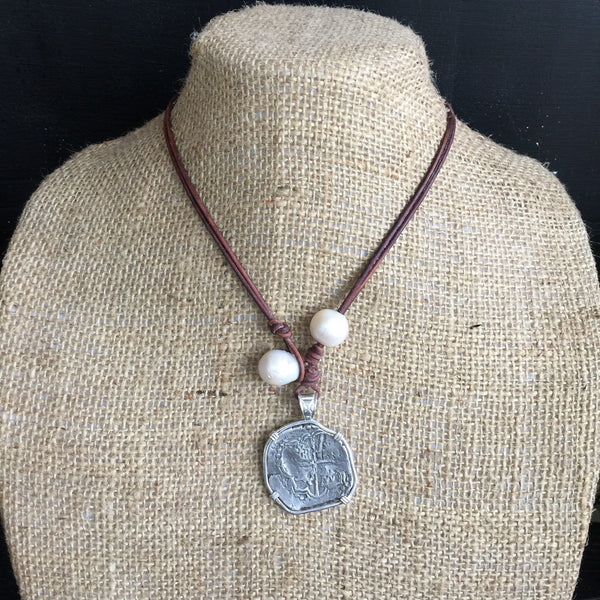 Shipwreck Coin and Pearl Necklace with Baroque Pearls