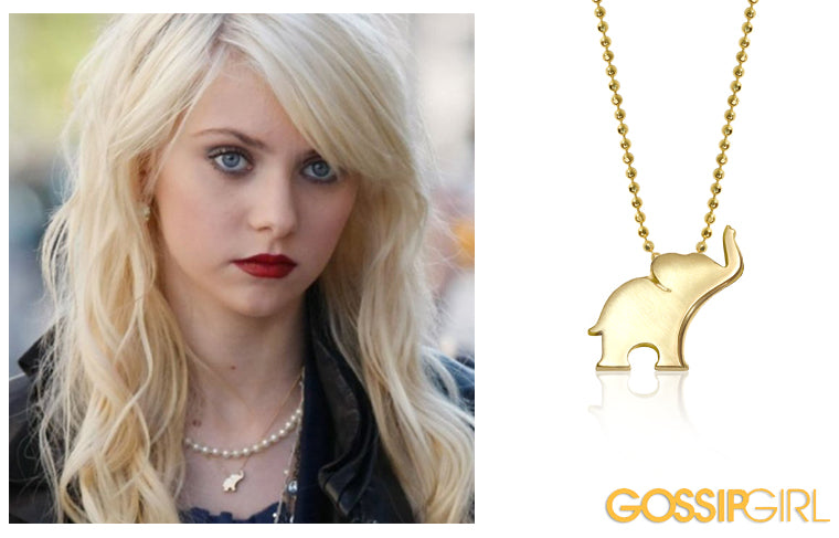 Taylor Momsen as Gossip Girls' Jenny wearing Alex Woo Little Luck Elephant