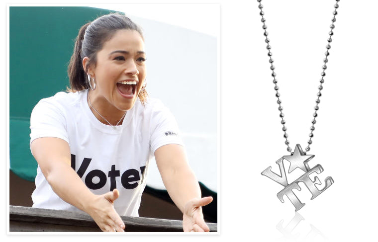 Gina Rodriguez wearing Alex Woo Little Activist VOTE