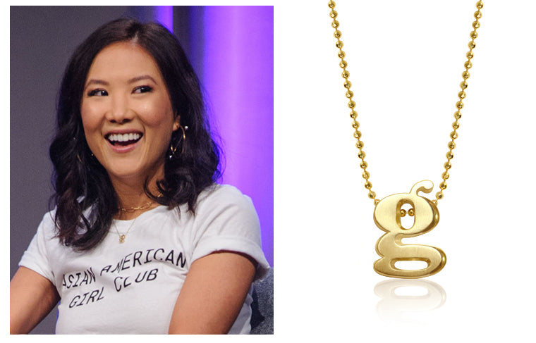 Ally Maki at D23 wearing Alex Woo Little Letter G