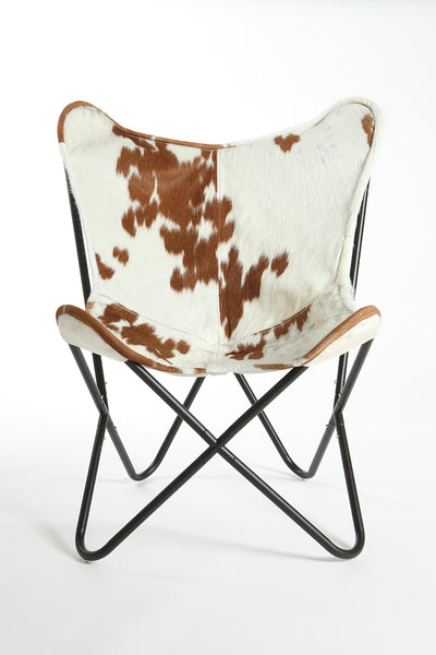 Brown White Cowhide Butterfly Chair Gaucho Cowhide Rugs