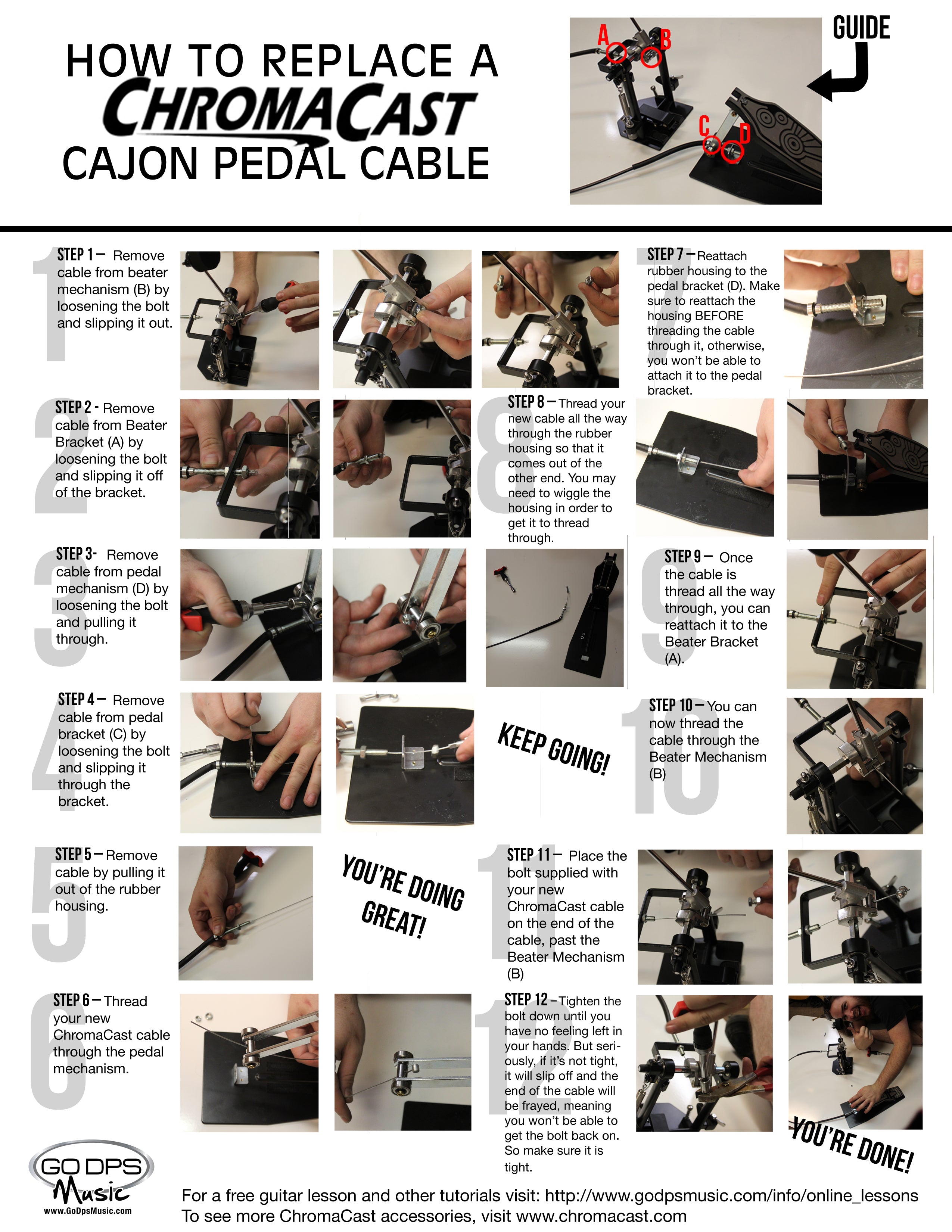 Cajon Pedal Cable Replacement
