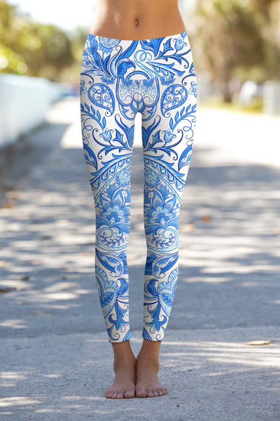blue and white leggings