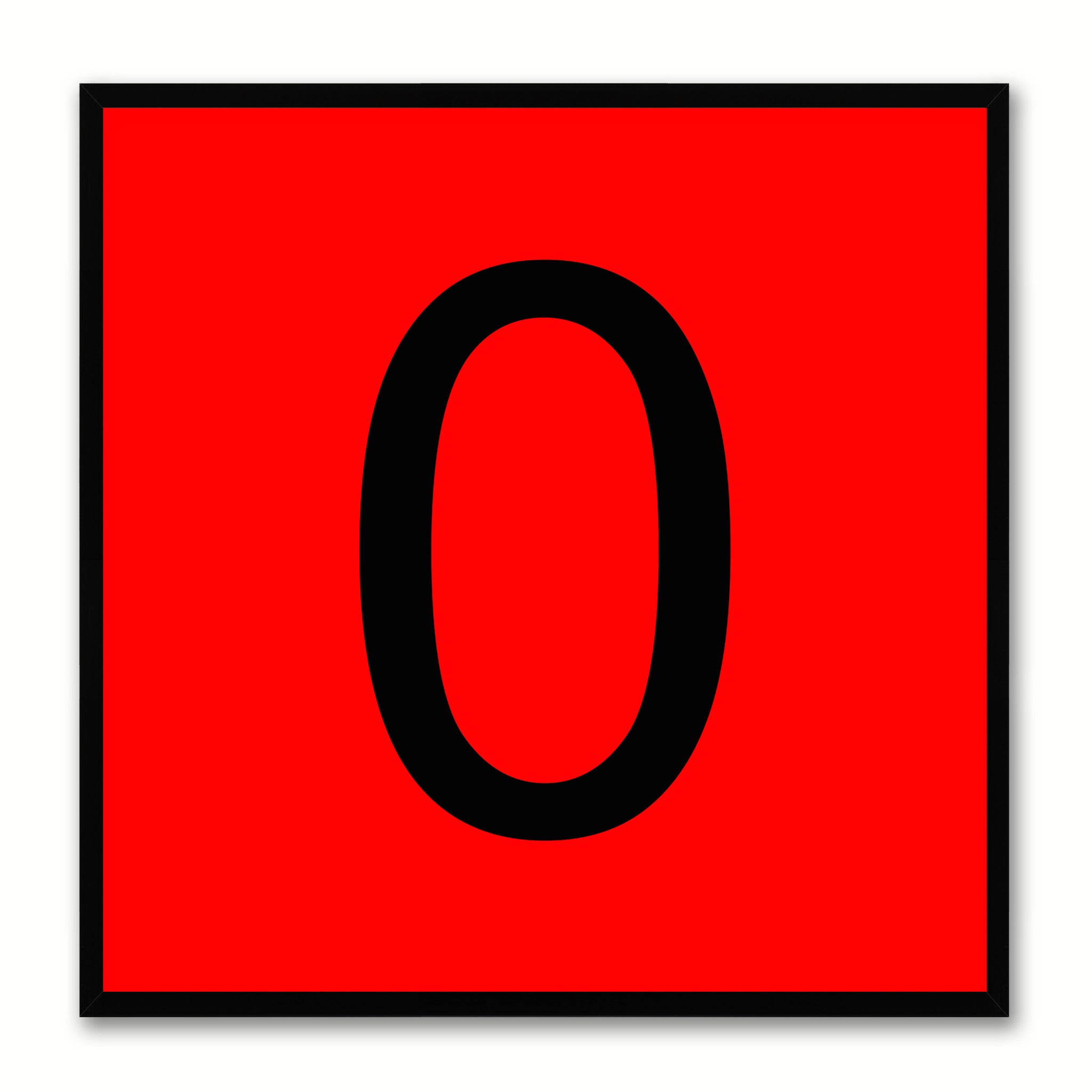 Number 0 Red Canvas Print Black Frame Kids Bedroom Wall Décor Home Art