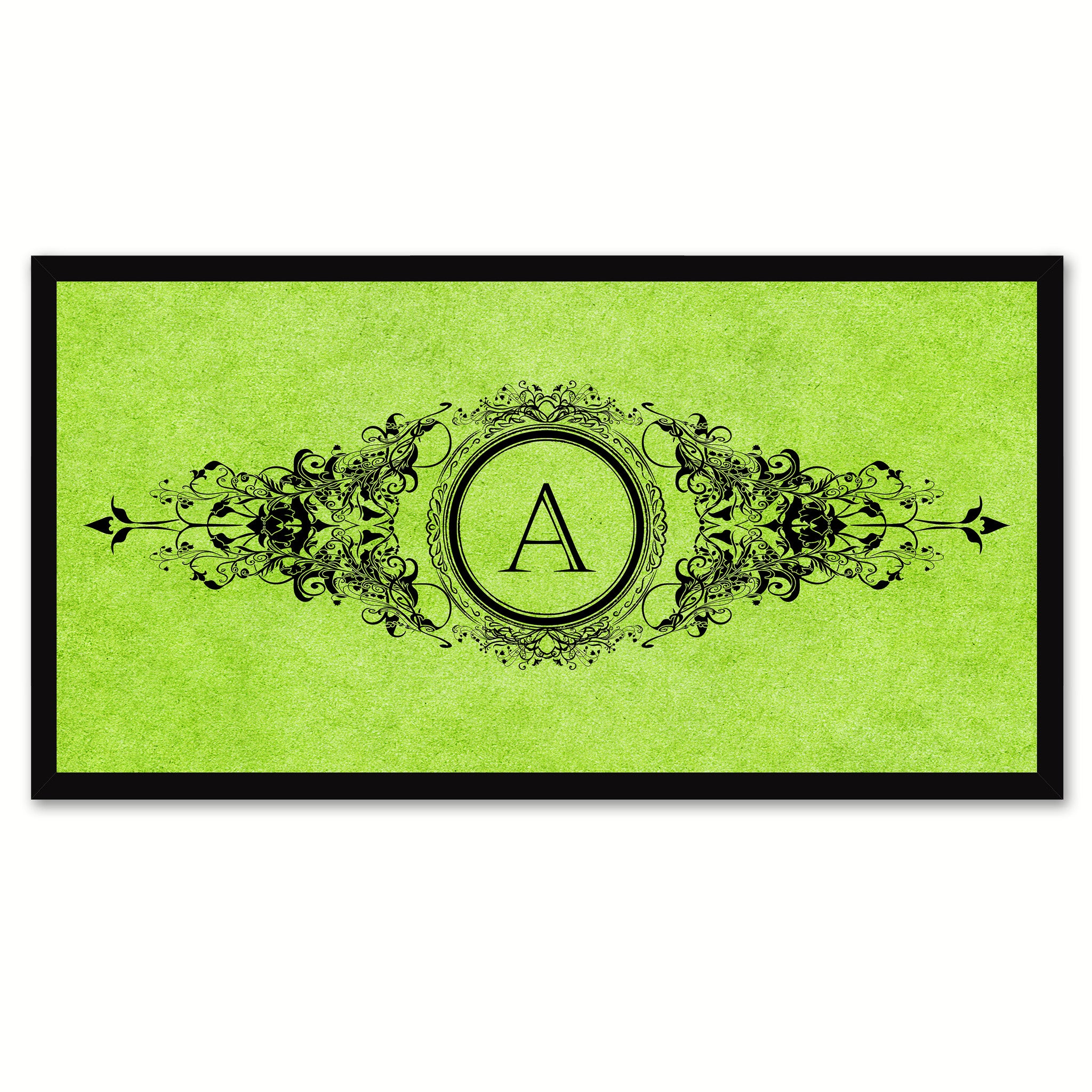 Alphabet Letter A Green Canvas Print Black Frame Kids Bedroom Wall Décor Home Art