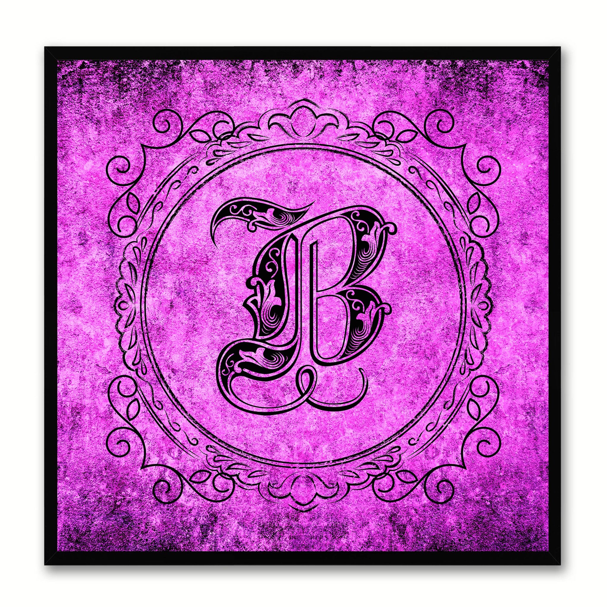 Alphabet B Purple Canvas Print Black Frame Kids Bedroom Wall Décor Home Art