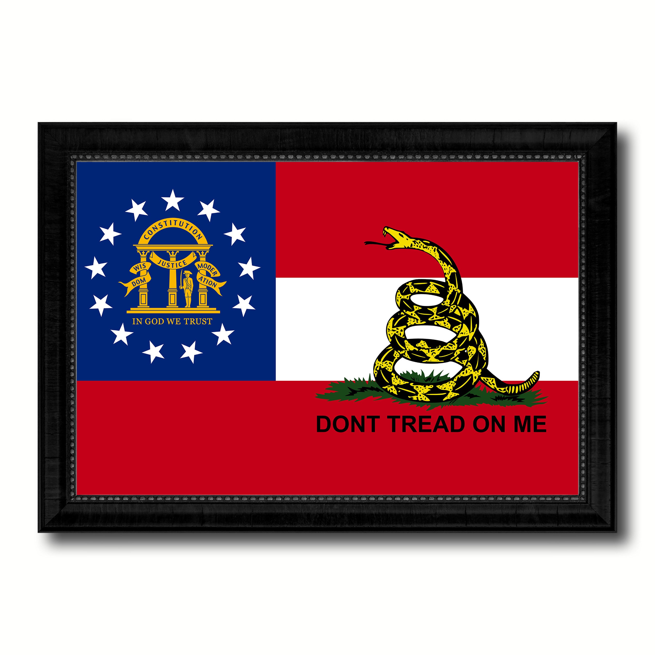 Gadsden Don't Tread On Me Georgia State Military Flag Canvas Print Black Picture Frame Gifts Home Decor Wall Art