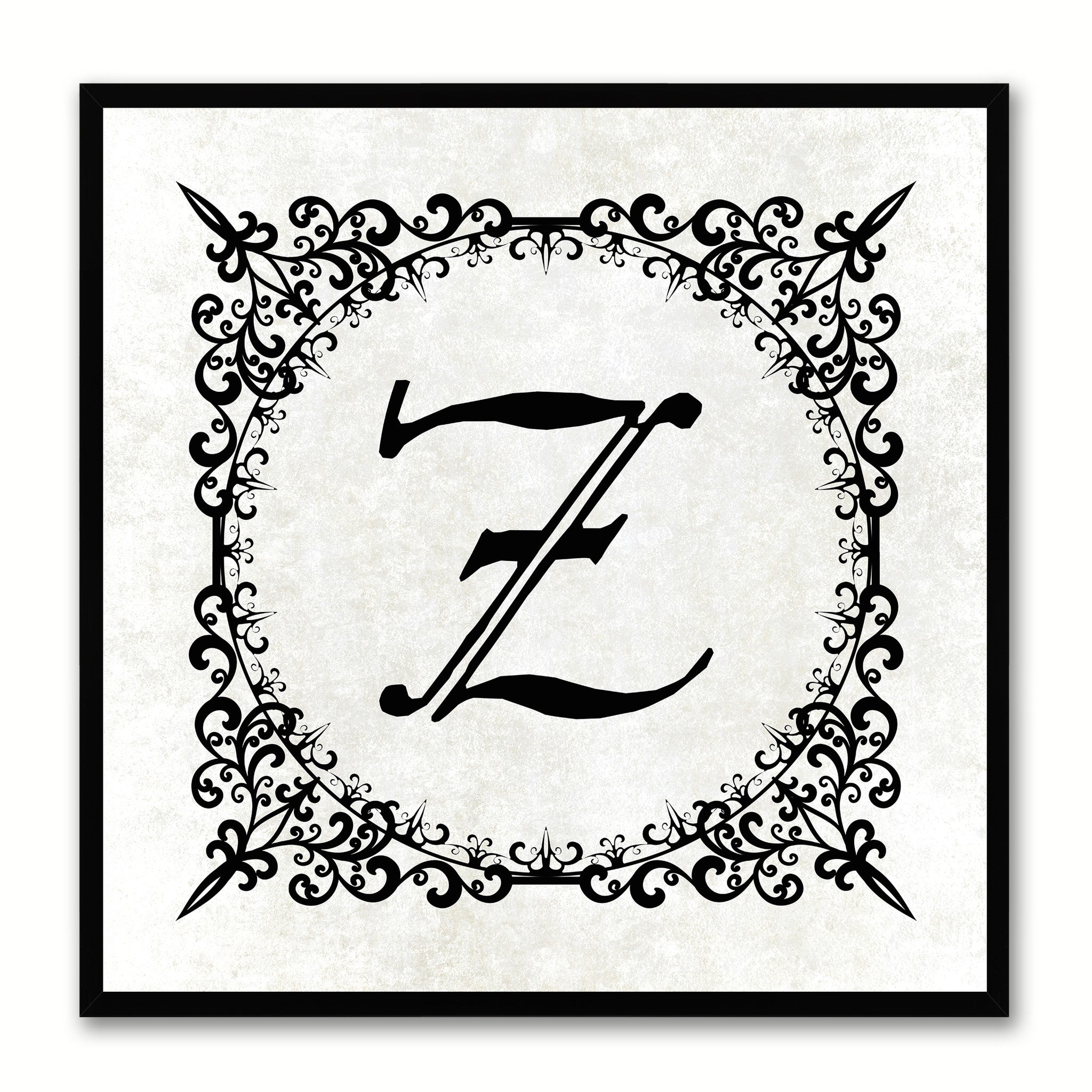 Alphabet Z White Canvas Print Black Frame Kids Bedroom Wall Décor Home Art
