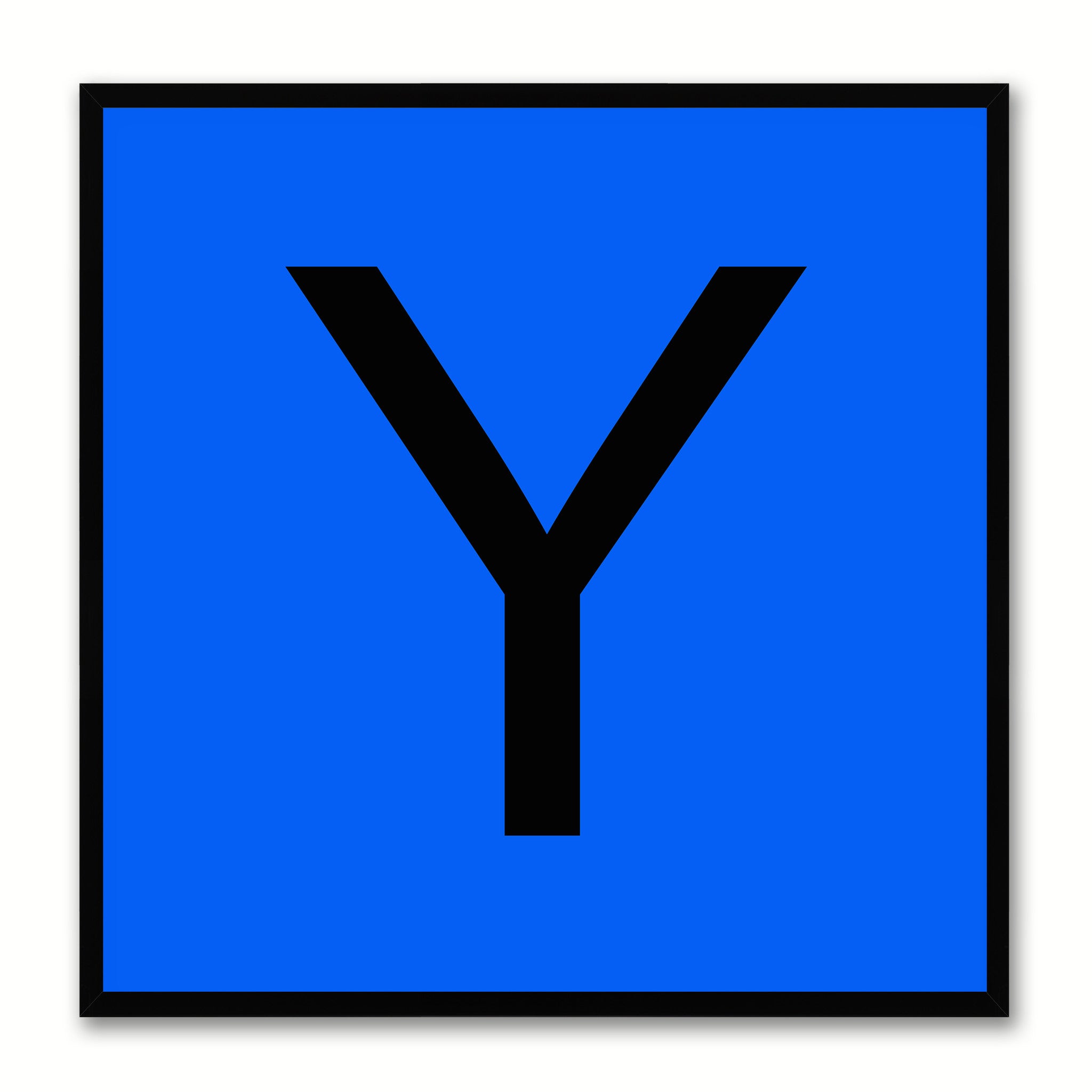 Alphabet Y Blue Canvas Print Black Frame Kids Bedroom Wall Décor Home Art