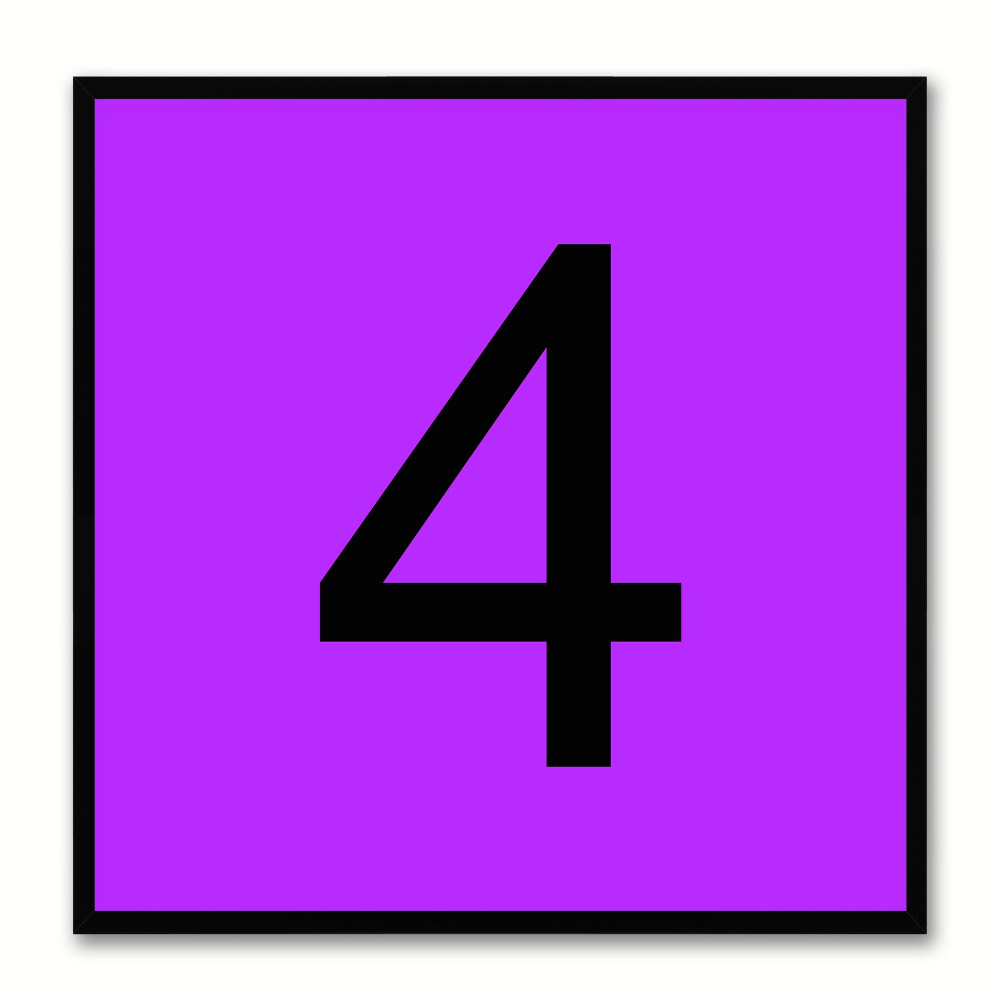 Number 4 Purple Canvas Print Black Frame Kids Bedroom Wall Décor Home Art