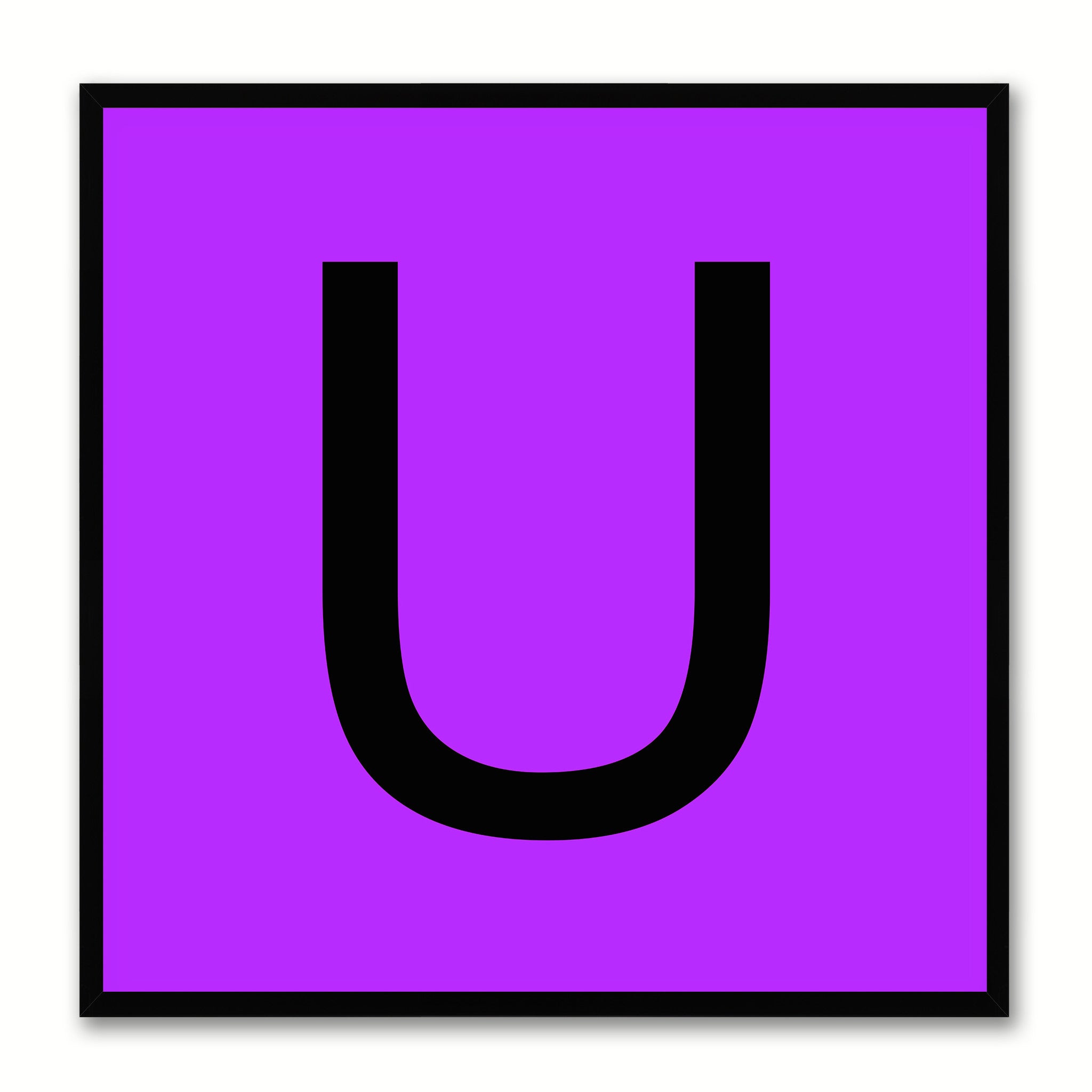 Alphabet U Purple Canvas Print Black Frame Kids Bedroom Wall Décor Home Art