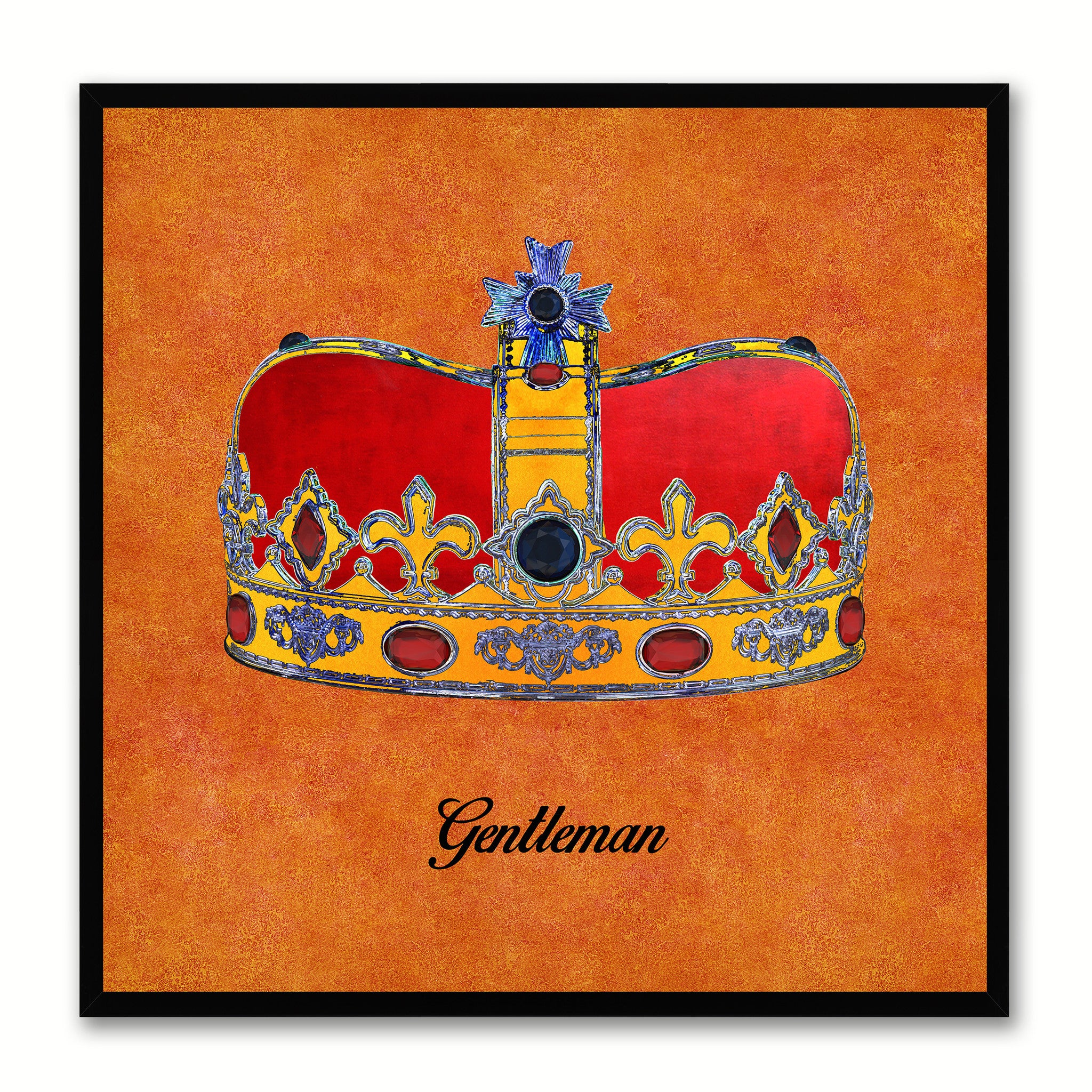 Gentleman Orange Canvas Print Black Frame Kids Bedroom Wall Home Décor