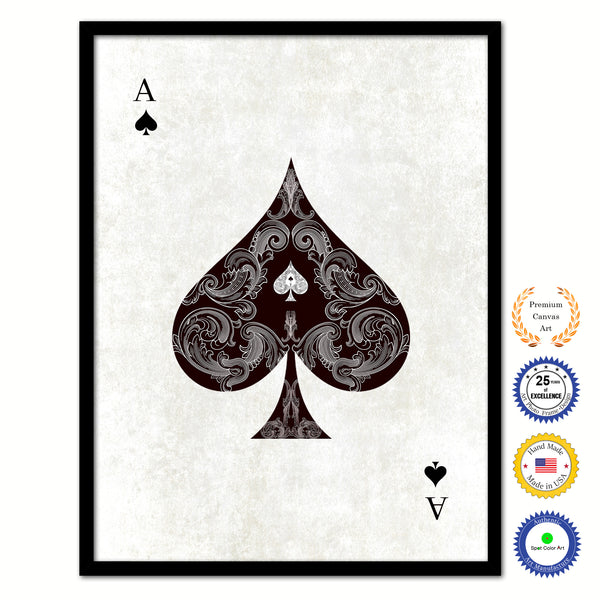 Picture Art Black and White Vintage Ace of Spades Playing Card Framed Print 