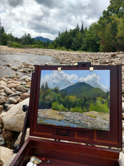 Painting by the river on Zealand Road, White Mountain National Forest, New Hampshire.