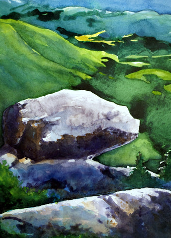 "White Rocks, Vermont," watercolor on paper, by R.M. Fullerton.