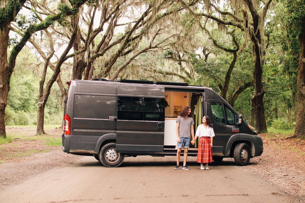 Katelynn and Ethan at the hunters vanlife outside photo with van