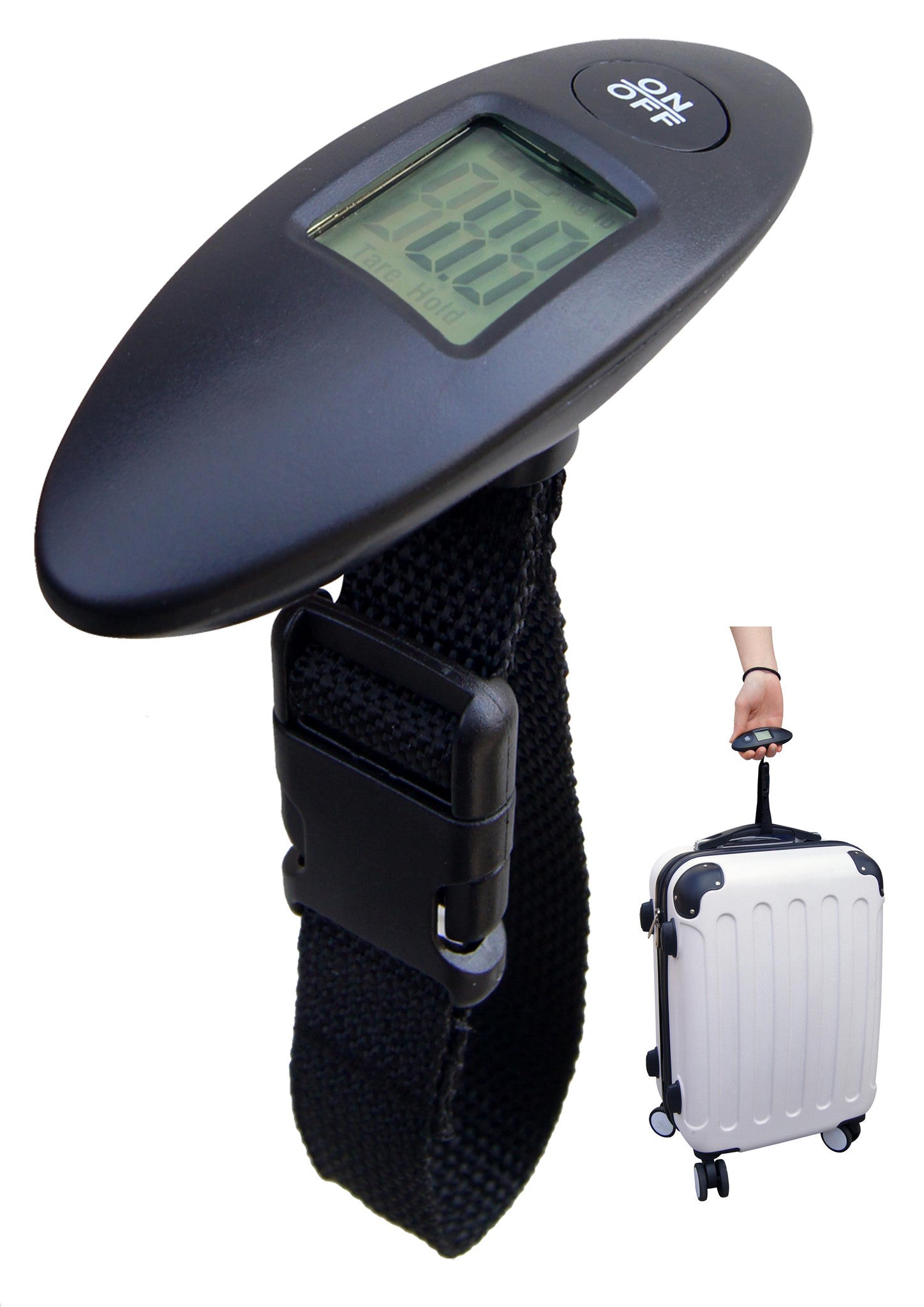 Black digital luggage scale with memory function Presence