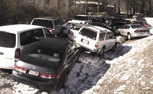 abandoned cars after natural disaster