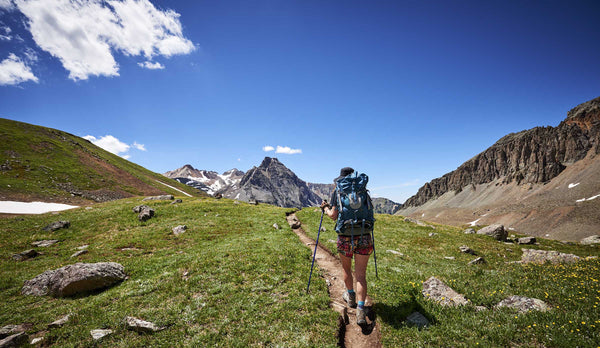 hiking on mountain trail