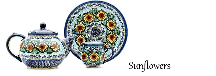 Sunflowers Pattern - Traditional Polish Pottery