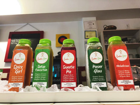 Cold pressed juices on ice 