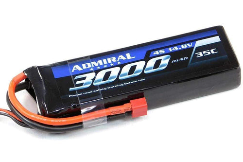 Admiral 3000mAh 4S 14.8V 35C LiPo Battery with T Connector EPR30004