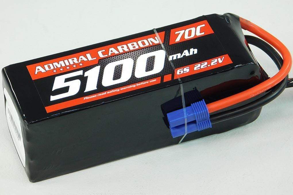 Admiral Carbon 5100mAh 6S 22.2V 70C LiPo Battery with EC5 Connector