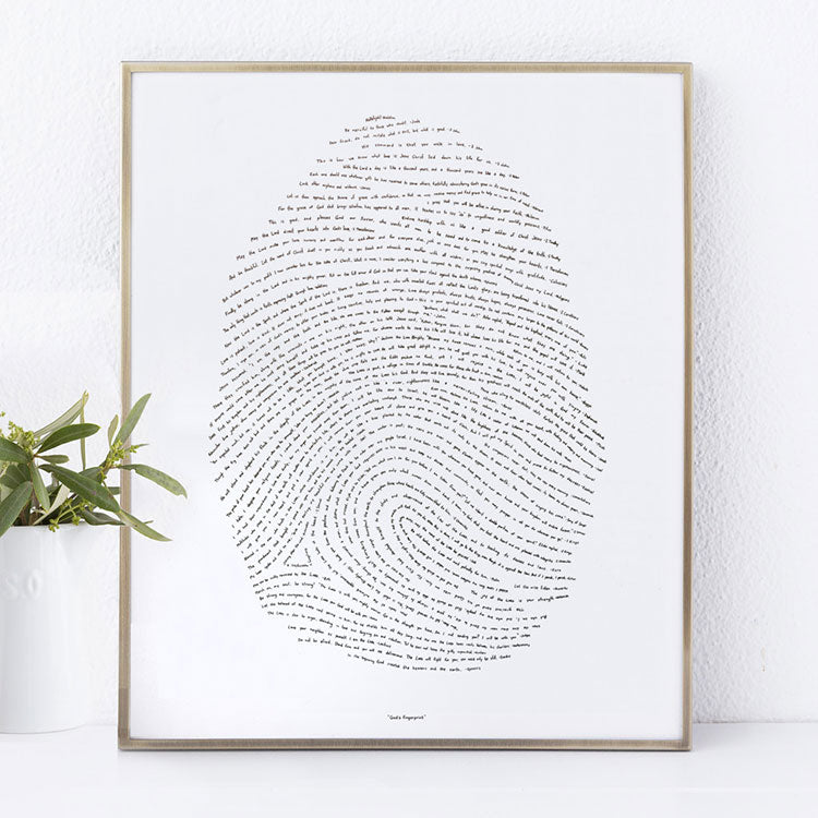 God's fingerprint letterpress art print thumbprint scripture art bible verse 