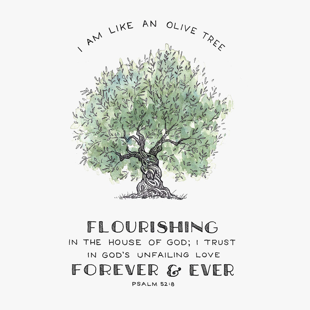 Flourishing Olive Psalm 528 Scripture Art Print 
