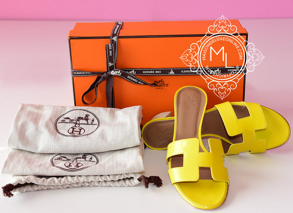 hermes sandals yellow