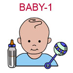 BABY-1 Fair skinned baby boy with bottle and rattle