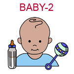 BABY-2 Medium skinned baby boy with bottle and rattle